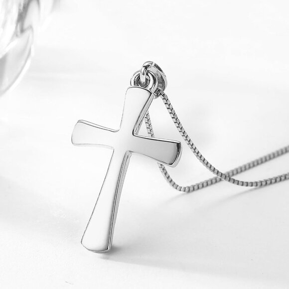 Sterling Silver Cross Necklace 925 Women Gift Jewelry 18+2 Inch - Picture 6 of 8